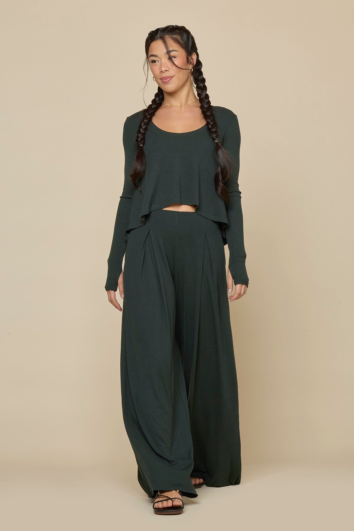 Go with the Flow Wide Leg Pant - Deep Forest