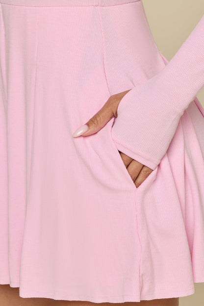 Go with the Flow Long Sleeve Romper - Bubblegum