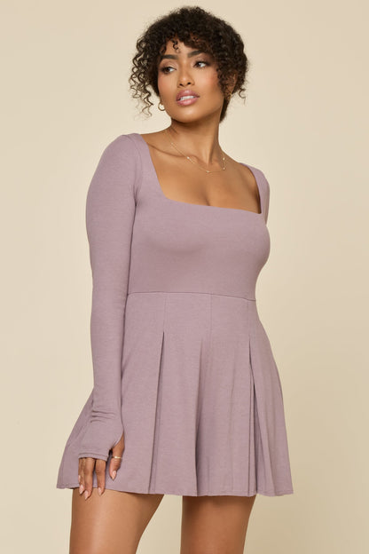 Go with the Flow Long Sleeve Romper - Dusty Mauve
