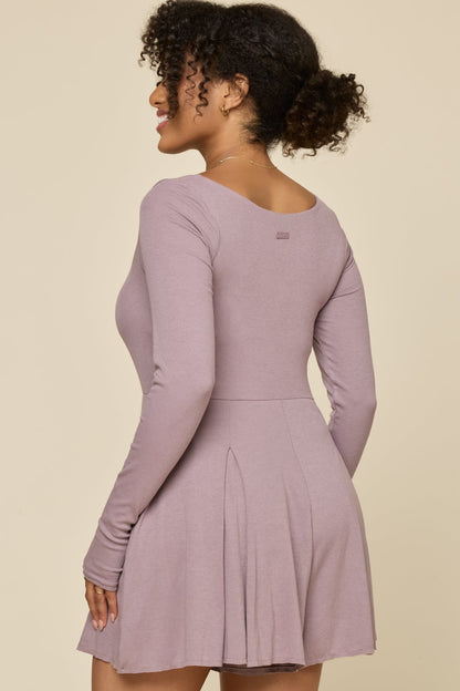 Go with the Flow Long Sleeve Romper - Dusty Mauve