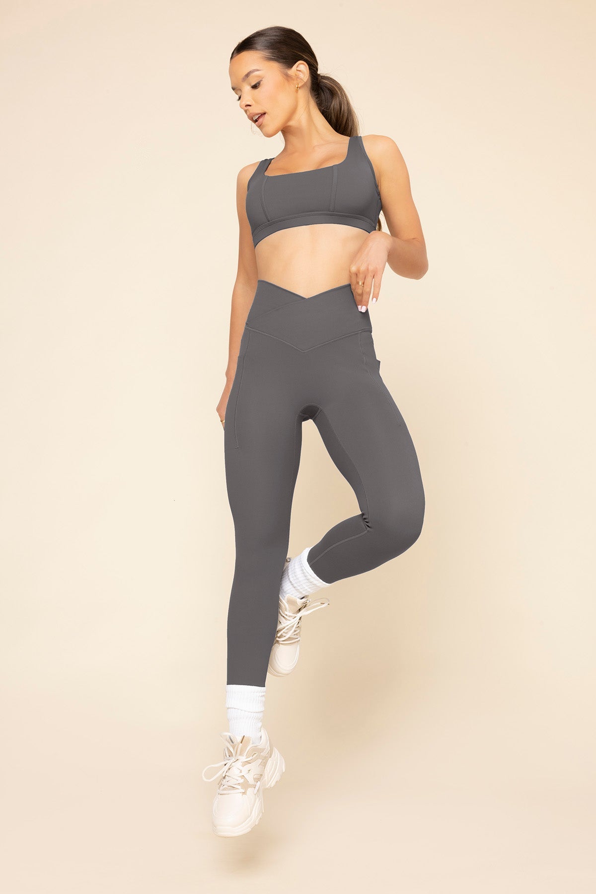 Crisscross Hourglass® Legging with Pockets - Slate