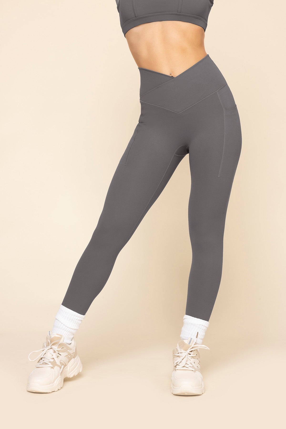Crisscross Hourglass® Legging with Pockets - Slate