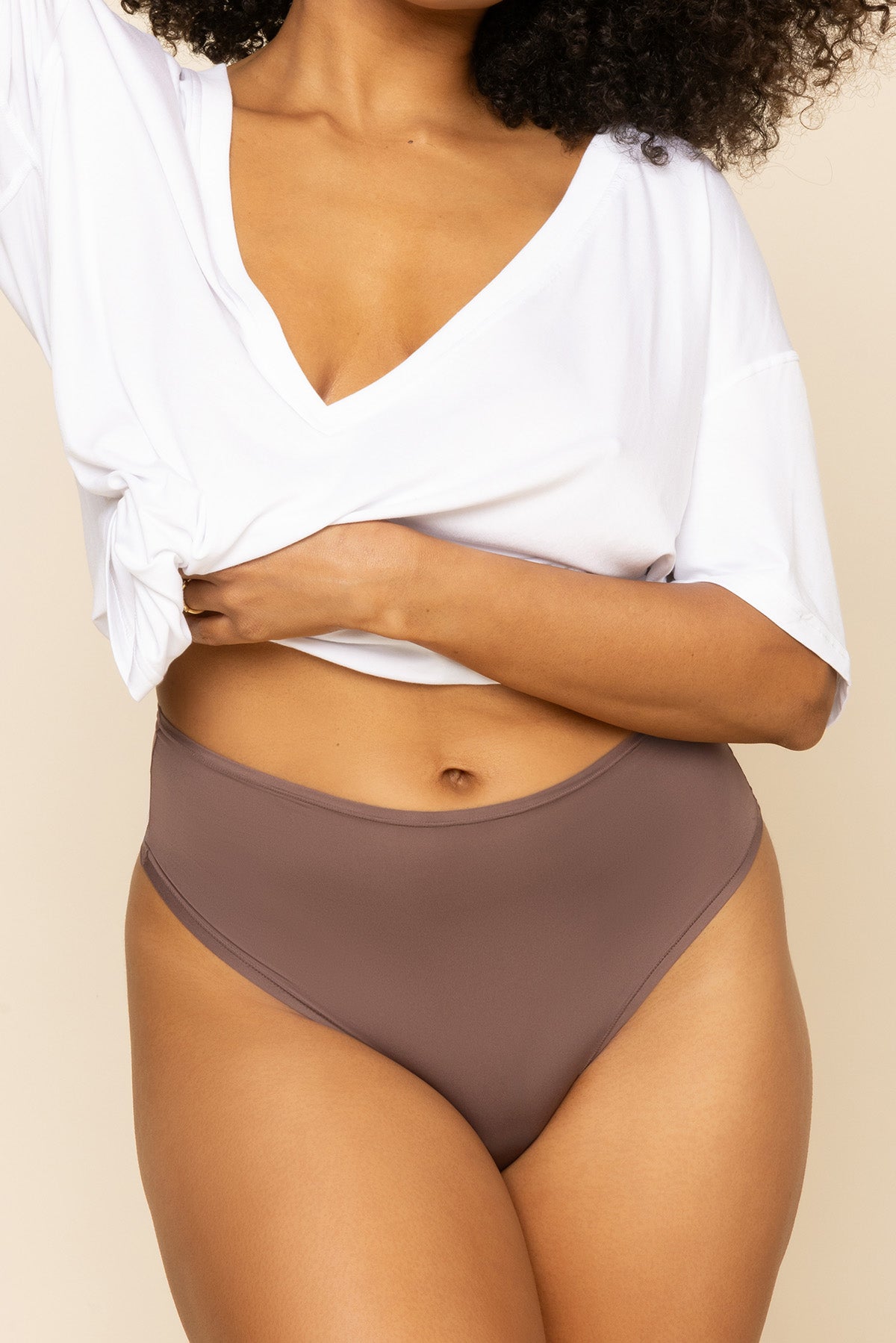 Next to Nothing Higher Rise Thong Panty - Dark Mocha