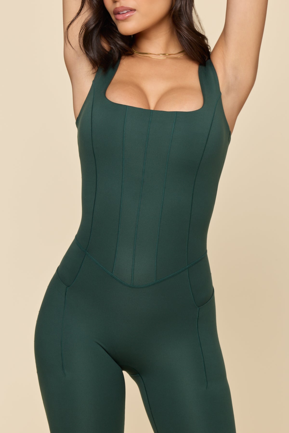 High Society Corset Jumpsuit - Pine