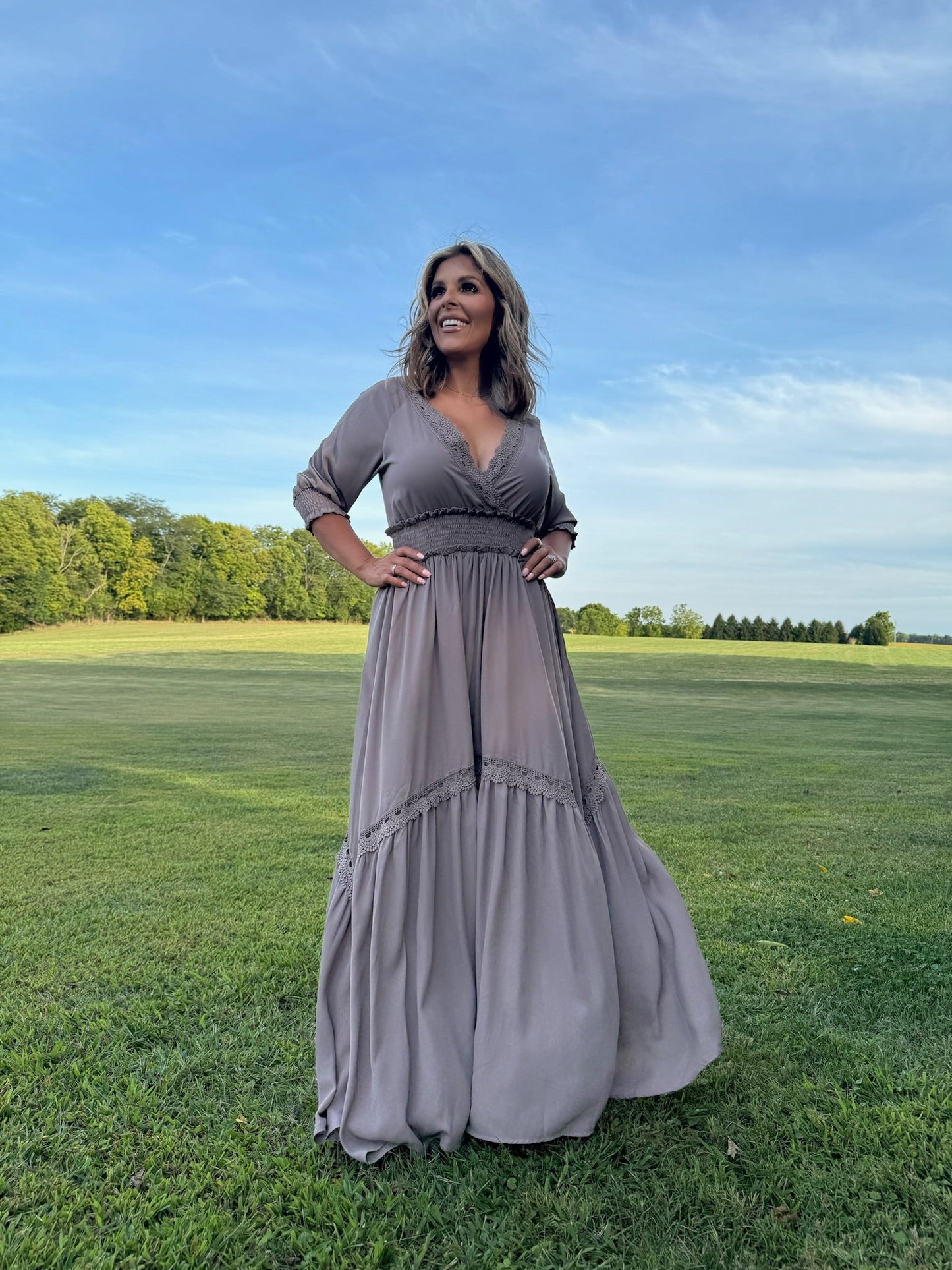 ECB Exclusive: Most Admired Maxi Dress , Taupe