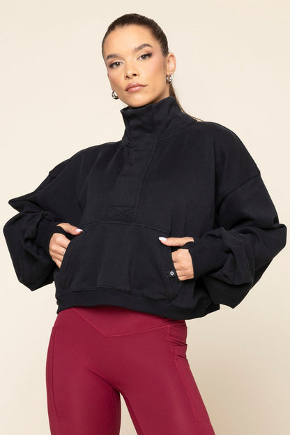 Ooey Gooey Crop Half Zip - Black
