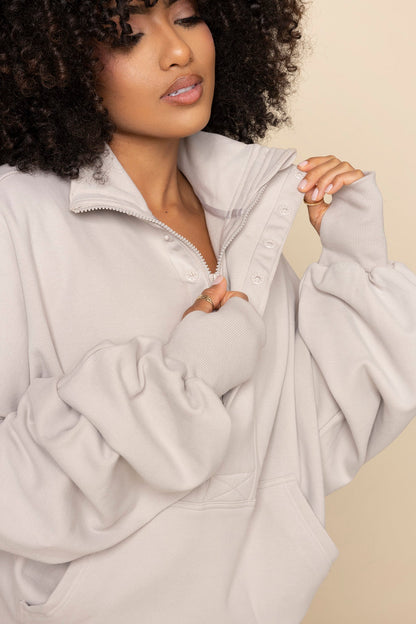 Ooey Gooey Half Zip Sweater - Silver Birch