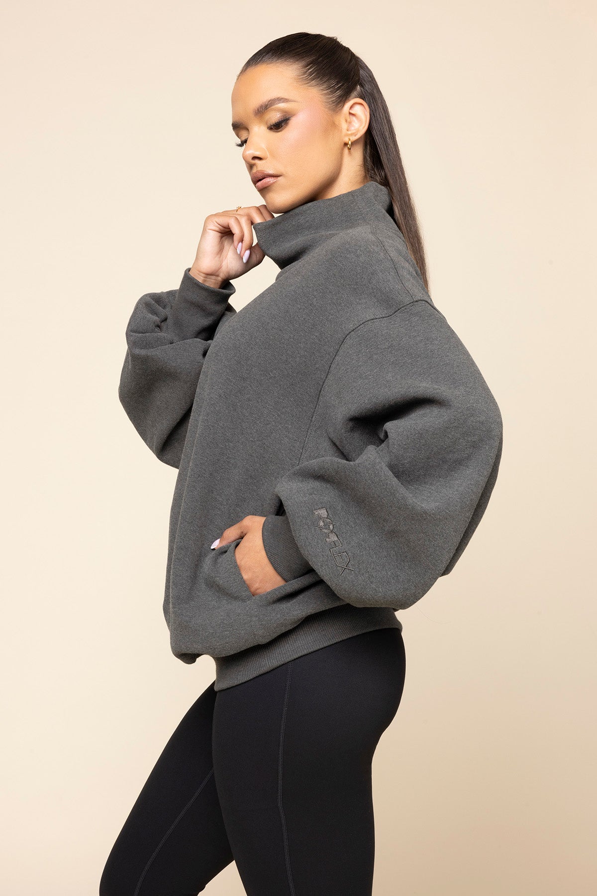 Ooey Gooey Mockneck Sweatshirt - Charcoal Heather