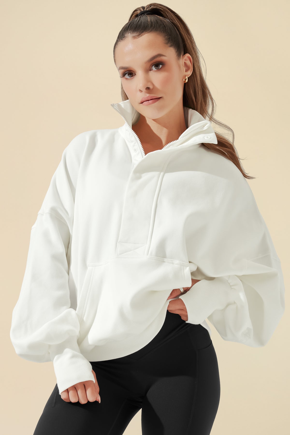 Ooey Gooey Half Zip Sweater - Almond Milk
