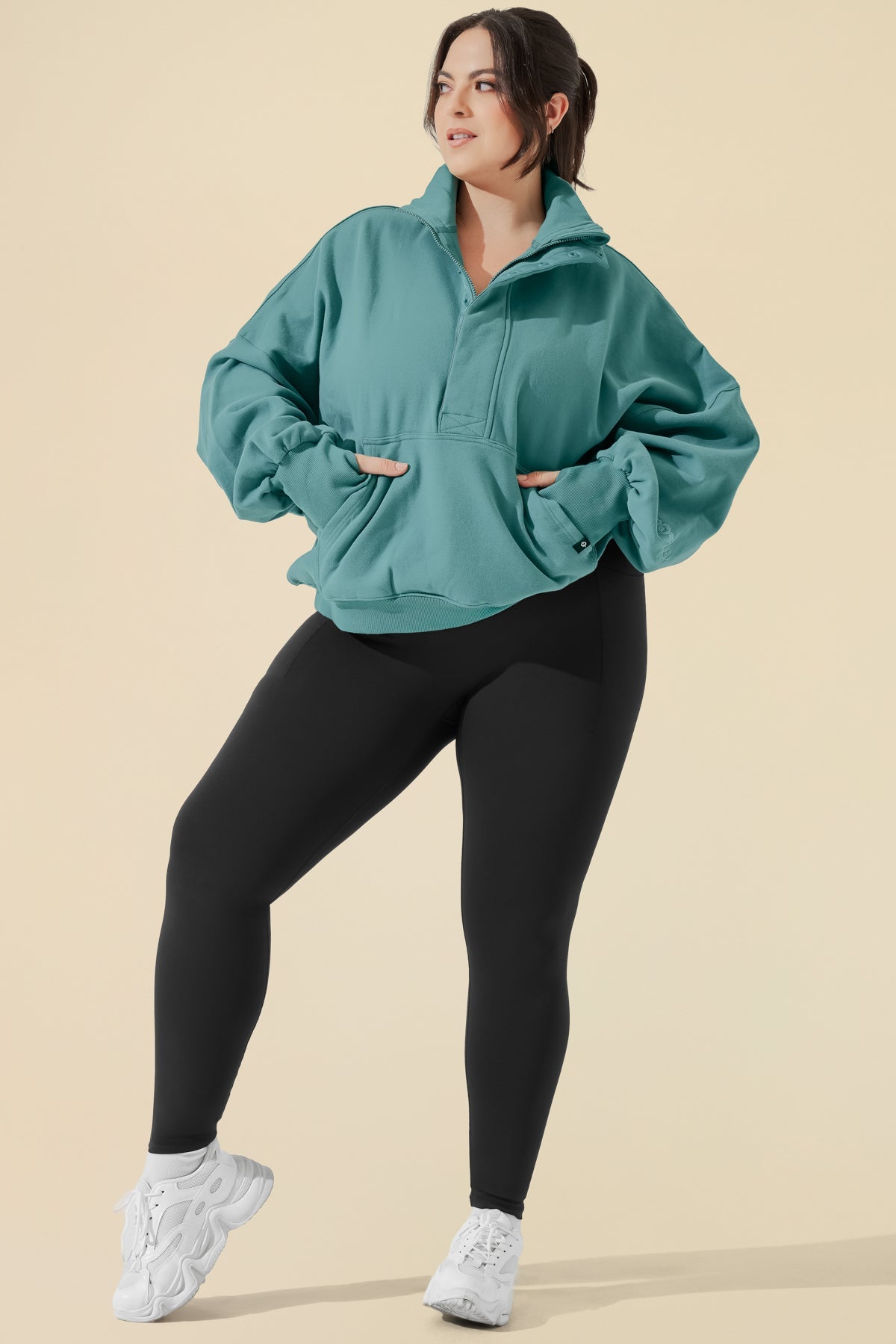 Ooey Gooey Half Zip Sweater - Turquoise
