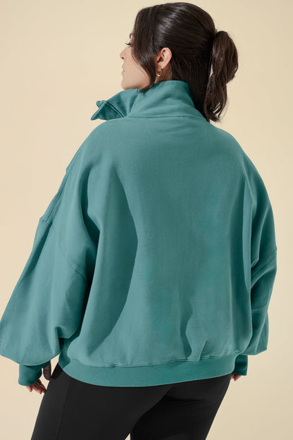 Ooey Gooey Half Zip Sweater - Turquoise
