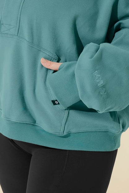 Ooey Gooey Half Zip Sweater - Turquoise