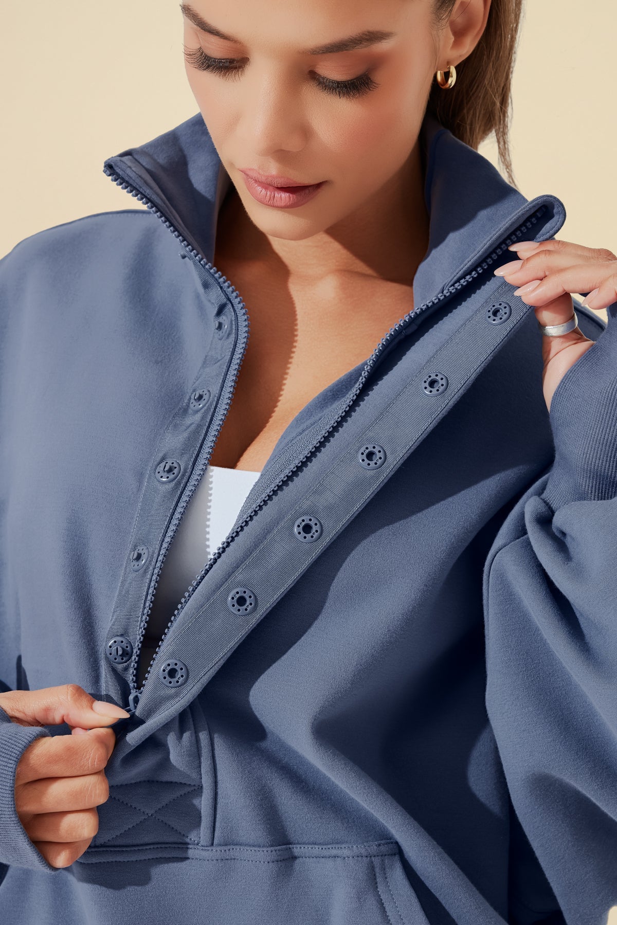 Ooey Gooey Half Zip Sweater - Blue Dusk