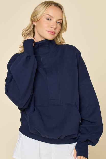 Ooey Gooey Half Zip Sweater - Cosmic Navy