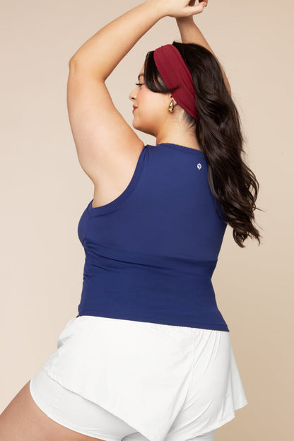 Peekaboo Crew Tank - Sapphire