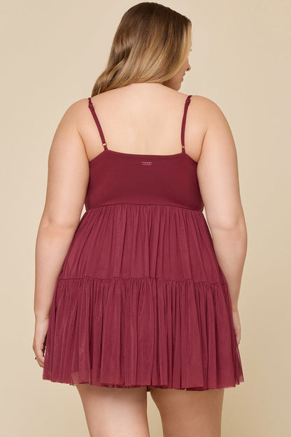 Pirouette Babydoll Dress - Crimson