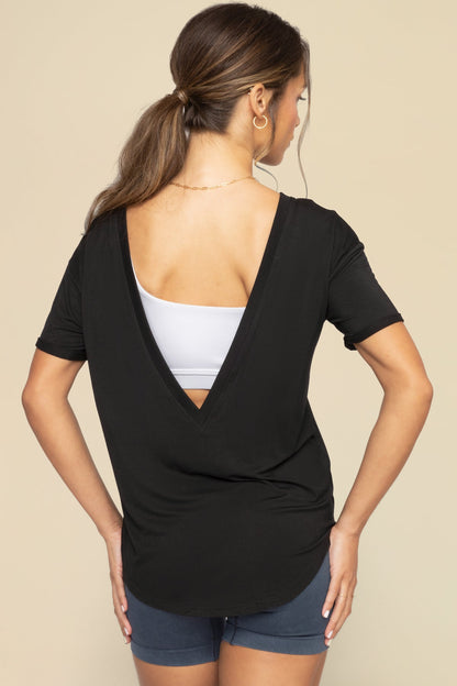 Reversible Deep V Tee - Black