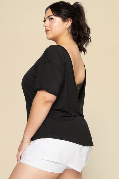 Reversible Deep V Tee - Black