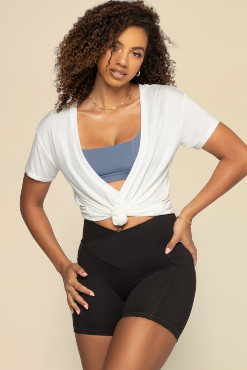 Reversible Deep V Tee - Cream