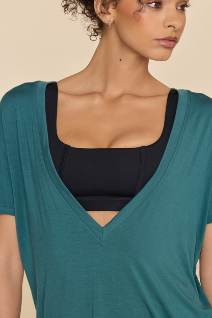 Reversible Deep V Tee - Pacific