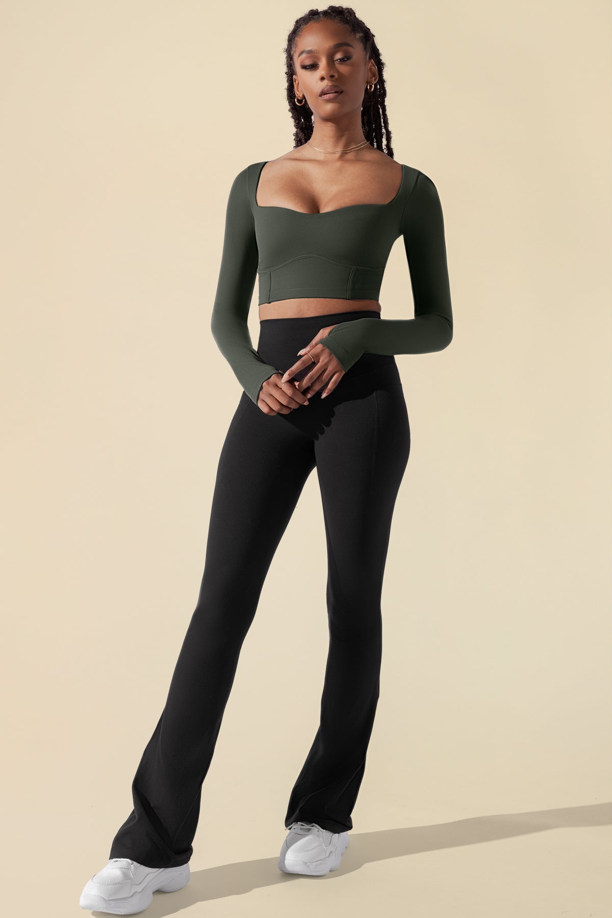 Sweetheart Long Sleeve Crop Top - Forestwood