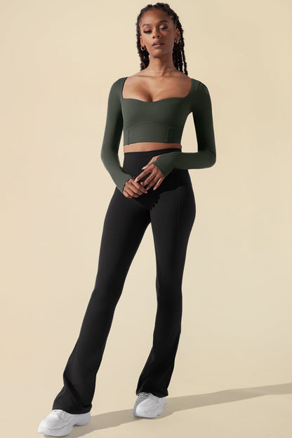 Sweetheart Long Sleeve Crop Top - Forestwood