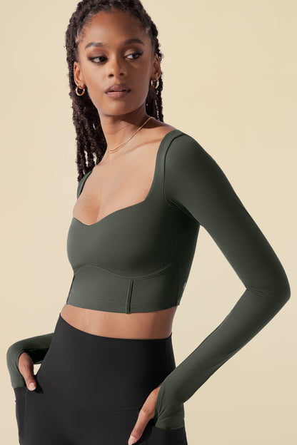 Sweetheart Long Sleeve Crop Top - Forestwood