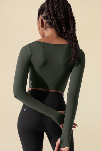 Sweetheart Long Sleeve Crop Top - Forestwood