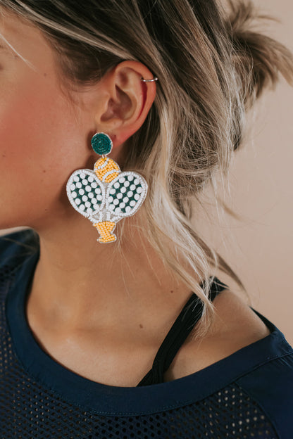 Pickle Ball Beaded Earring