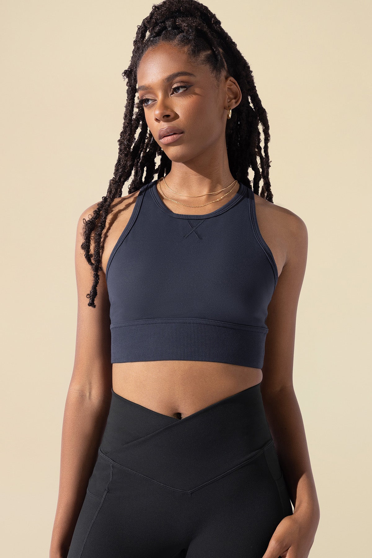 Sweat Sesh Crop Top - Smoky Navy