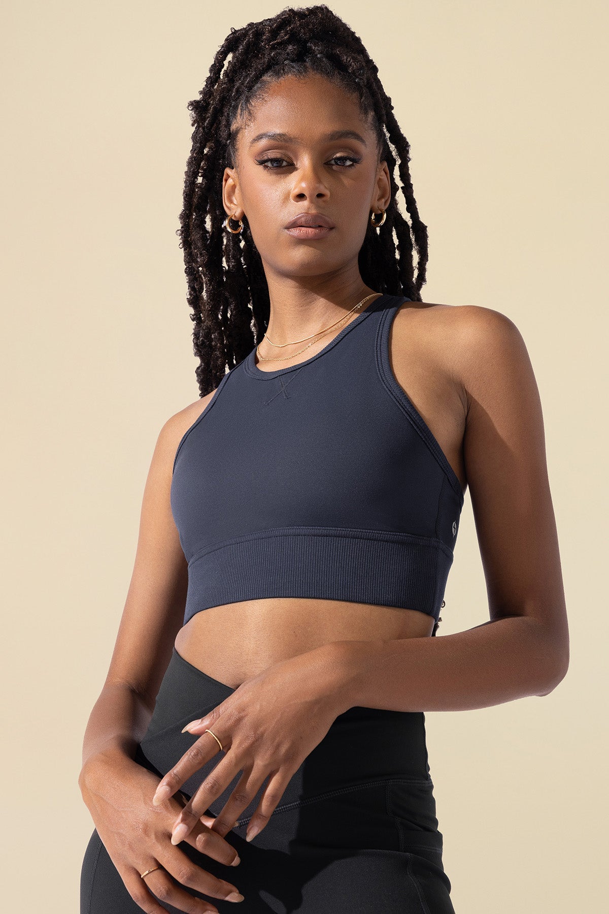 Sweat Sesh Crop Top - Smoky Navy