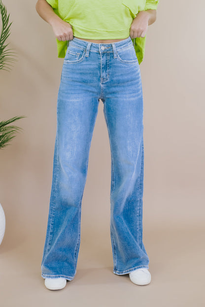 High Rise Wide Leg A Line Denim Jeans, Righteously VERVET