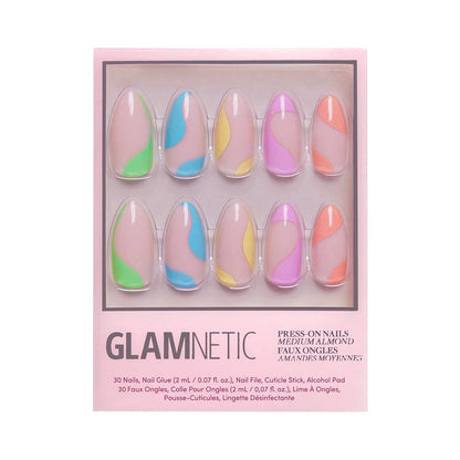 Rainbow Puff Press-On Nails |Medium Almond Multicolor Summer