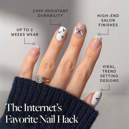 Blue A Kiss Press-On Nails | Short Squoval Valentine Ribbons