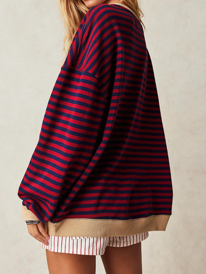 FREE PEOPLE Classic Striped Oversized Crewneck